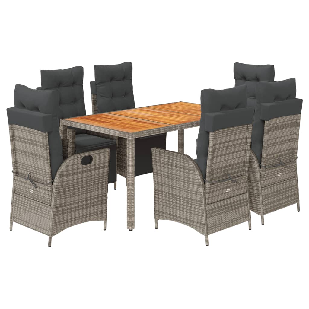7-delige Tuinset met kussens poly rattan grijs is nu te koop bij PeponiXL, paradijselijk wonen!