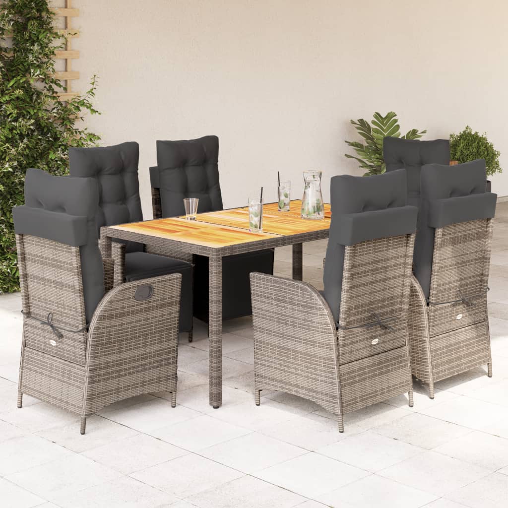 7-delige Tuinset met kussens poly rattan grijs is nu te koop bij PeponiXL, paradijselijk wonen!