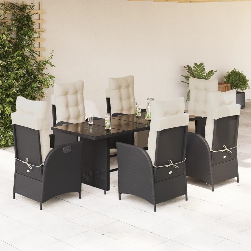 7-delige Tuinset met kussens poly rattan zwart is nu te koop bij PeponiXL, paradijselijk wonen!