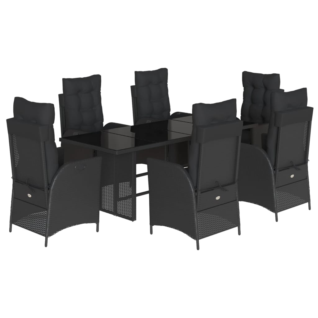 7-delige Tuinset met kussens poly rattan zwart is nu te koop bij PeponiXL, paradijselijk wonen!