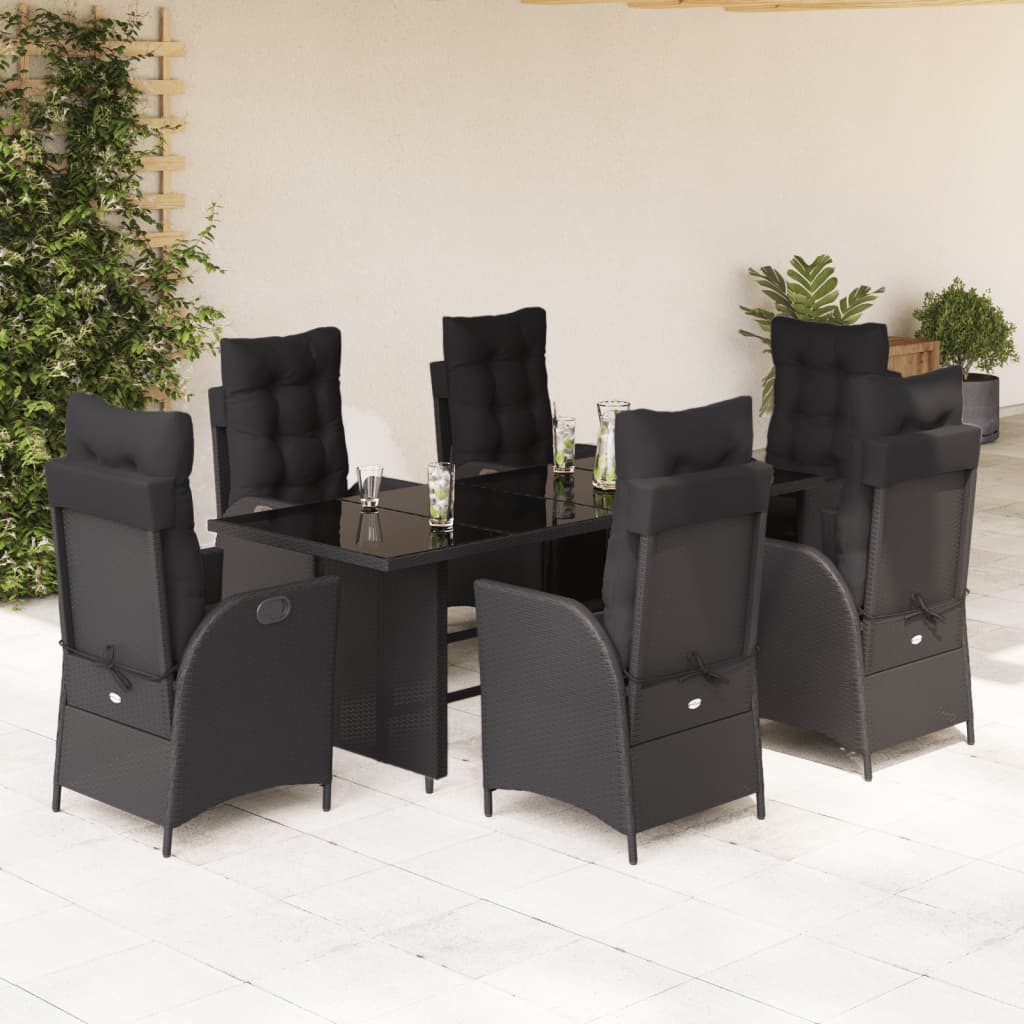 7-delige Tuinset met kussens poly rattan zwart is nu te koop bij PeponiXL, paradijselijk wonen!