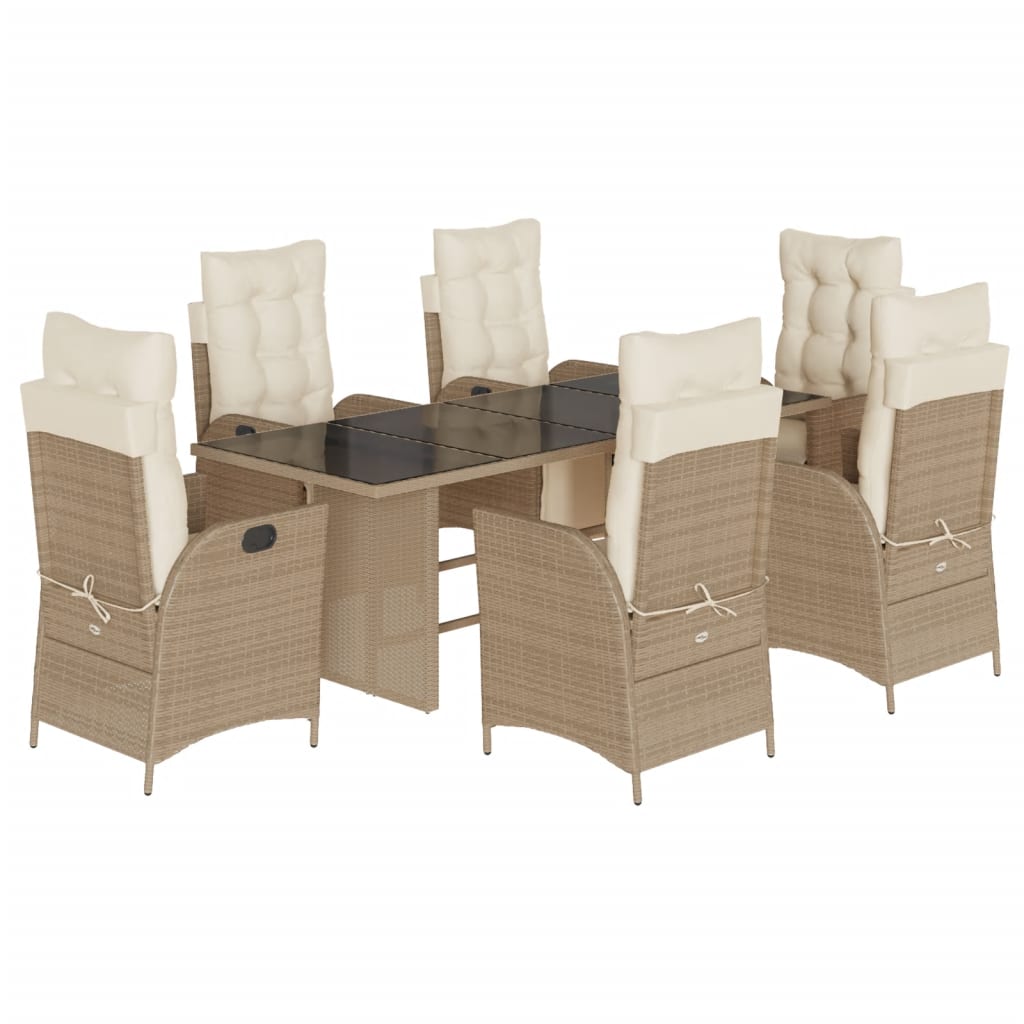 7-delige Tuinset met kussens poly rattan beige is nu te koop bij PeponiXL, paradijselijk wonen!