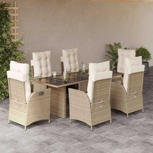 7-delige Tuinset met kussens poly rattan beige is nu te koop bij PeponiXL, paradijselijk wonen!