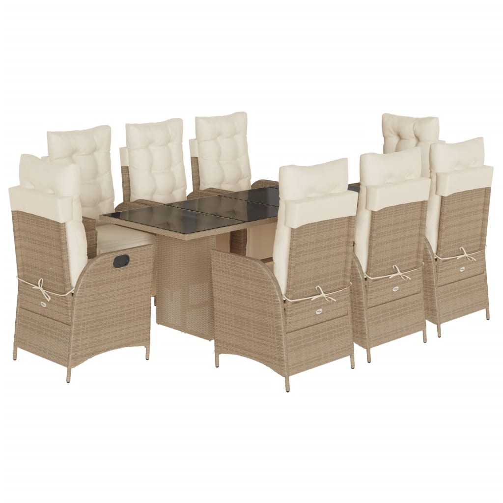 9-delige Tuinset met kussens poly rattan beige is nu te koop bij PeponiXL, paradijselijk wonen!