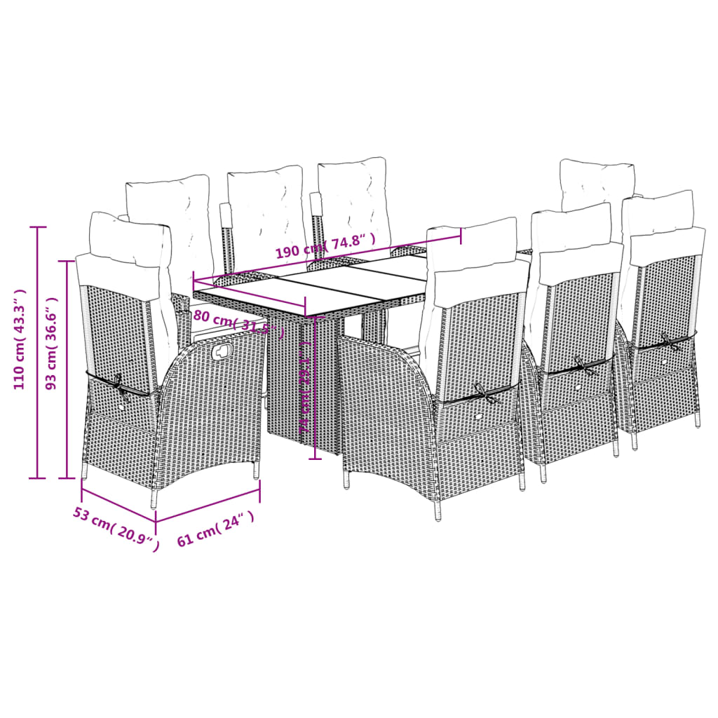 9-delige Tuinset met kussens poly rattan beige is nu te koop bij PeponiXL, paradijselijk wonen!