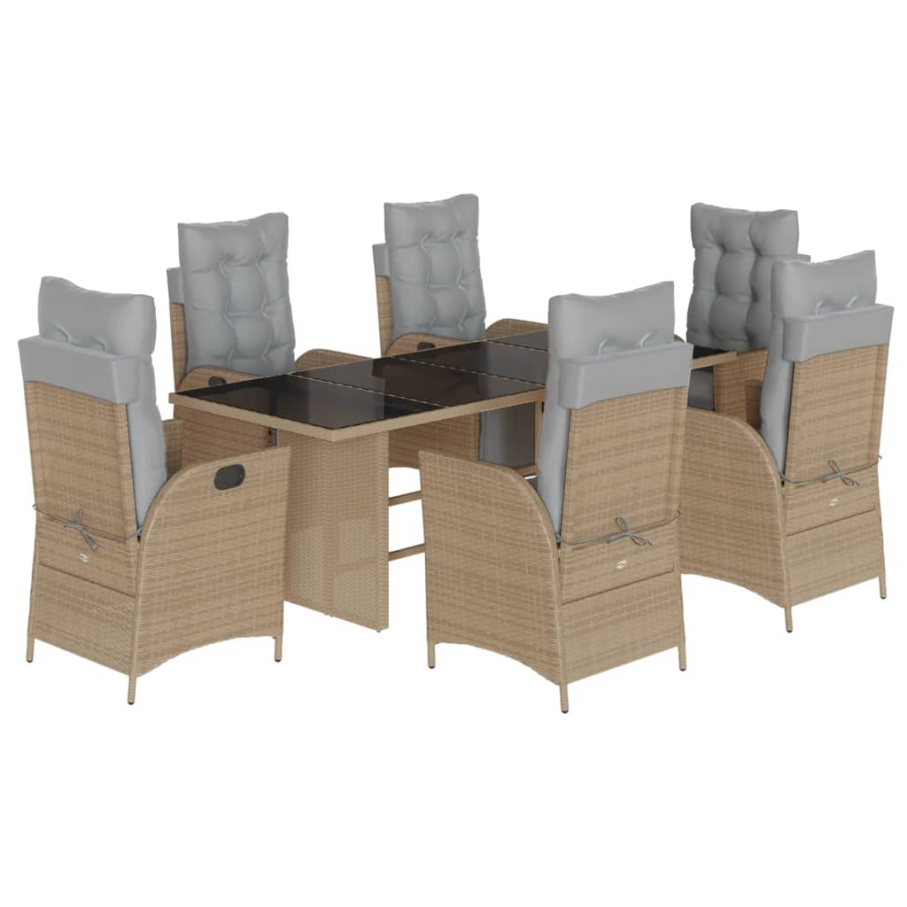 7-delige Tuinset met kussens poly rattan gemengd beige is nu te koop bij PeponiXL, paradijselijk wonen!