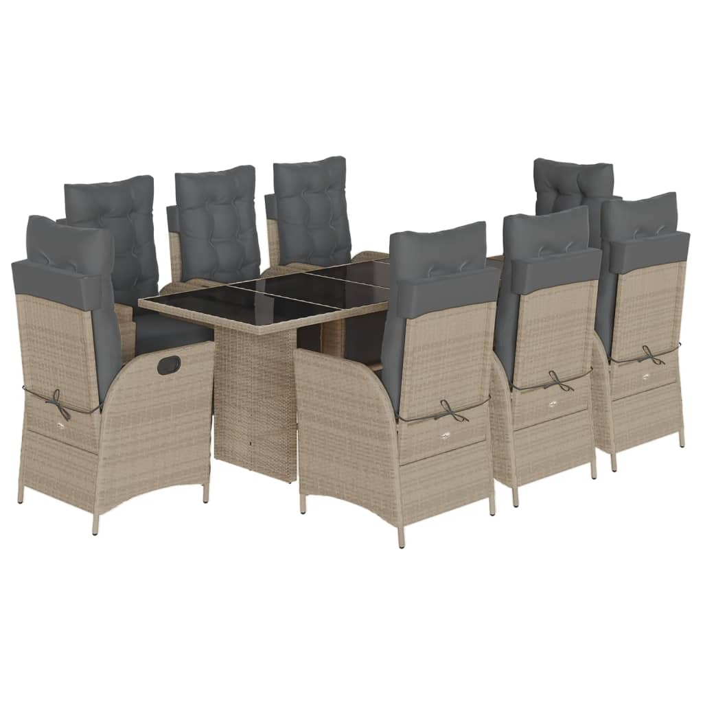 9-delige Tuinset met kussens poly rattan lichtgrijs is nu te koop bij PeponiXL, paradijselijk wonen!