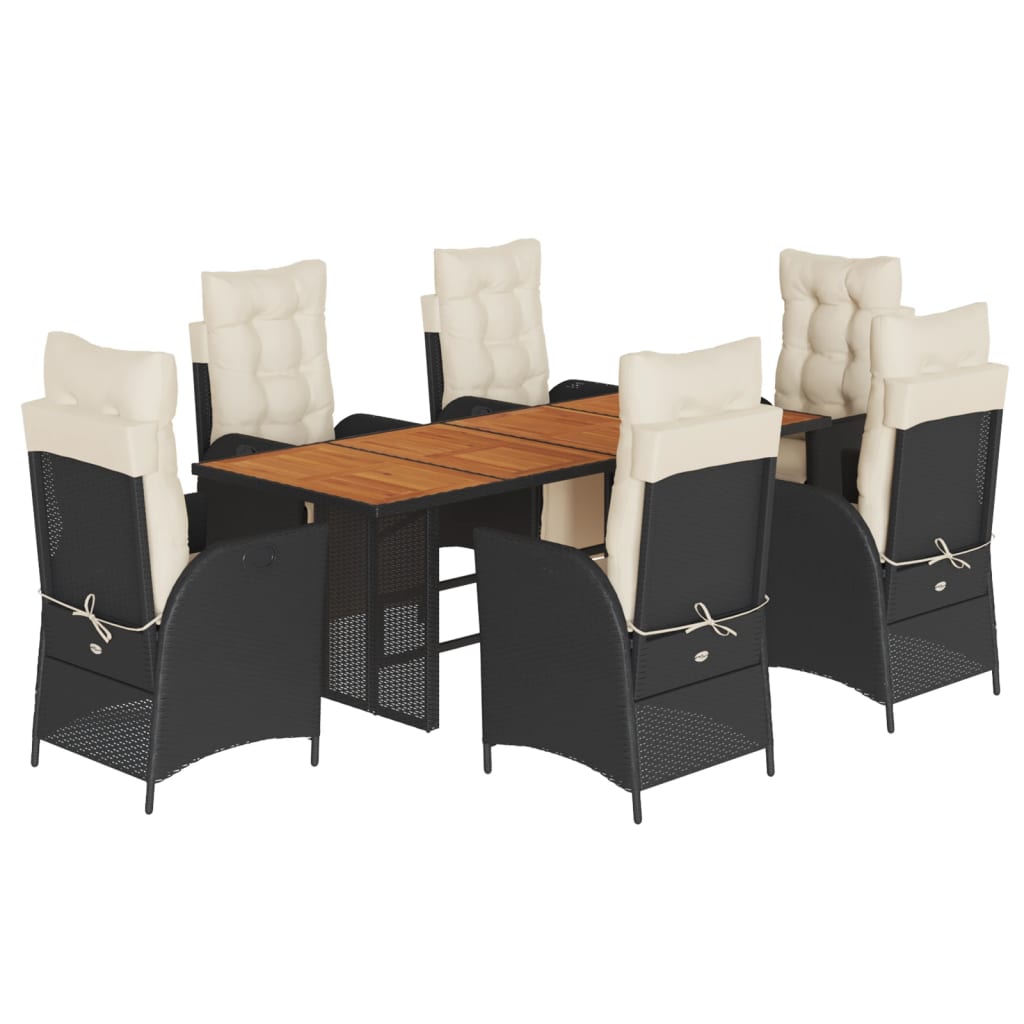 7-delige Tuinset met kussens poly rattan zwart is nu te koop bij PeponiXL, paradijselijk wonen!