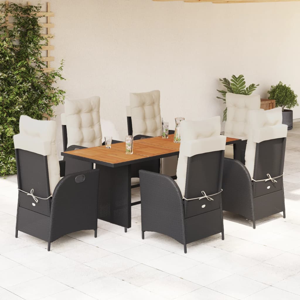 7-delige Tuinset met kussens poly rattan zwart is nu te koop bij PeponiXL, paradijselijk wonen!