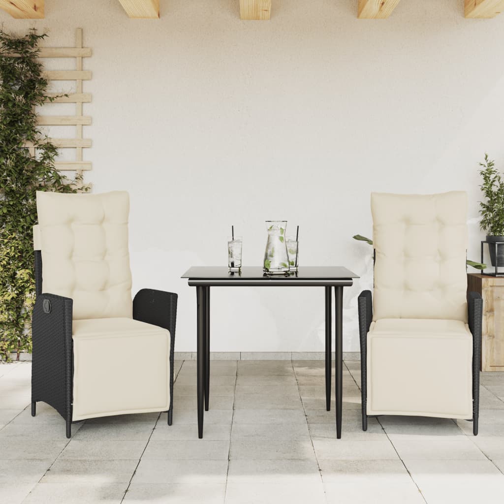 3-delige Tuinset met kussens poly rattan zwart is nu te koop bij PeponiXL, paradijselijk wonen!