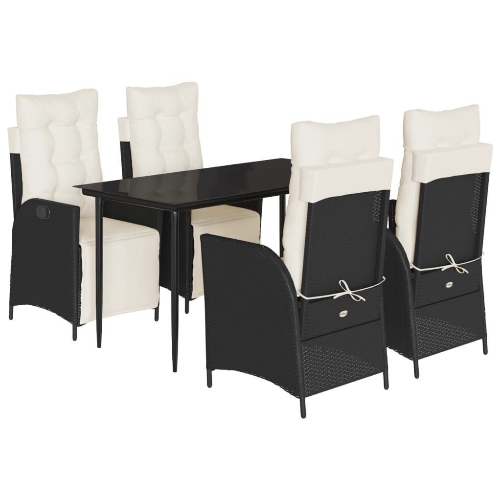 5-delige Tuinset met kussens poly rattan zwart is nu te koop bij PeponiXL, paradijselijk wonen!