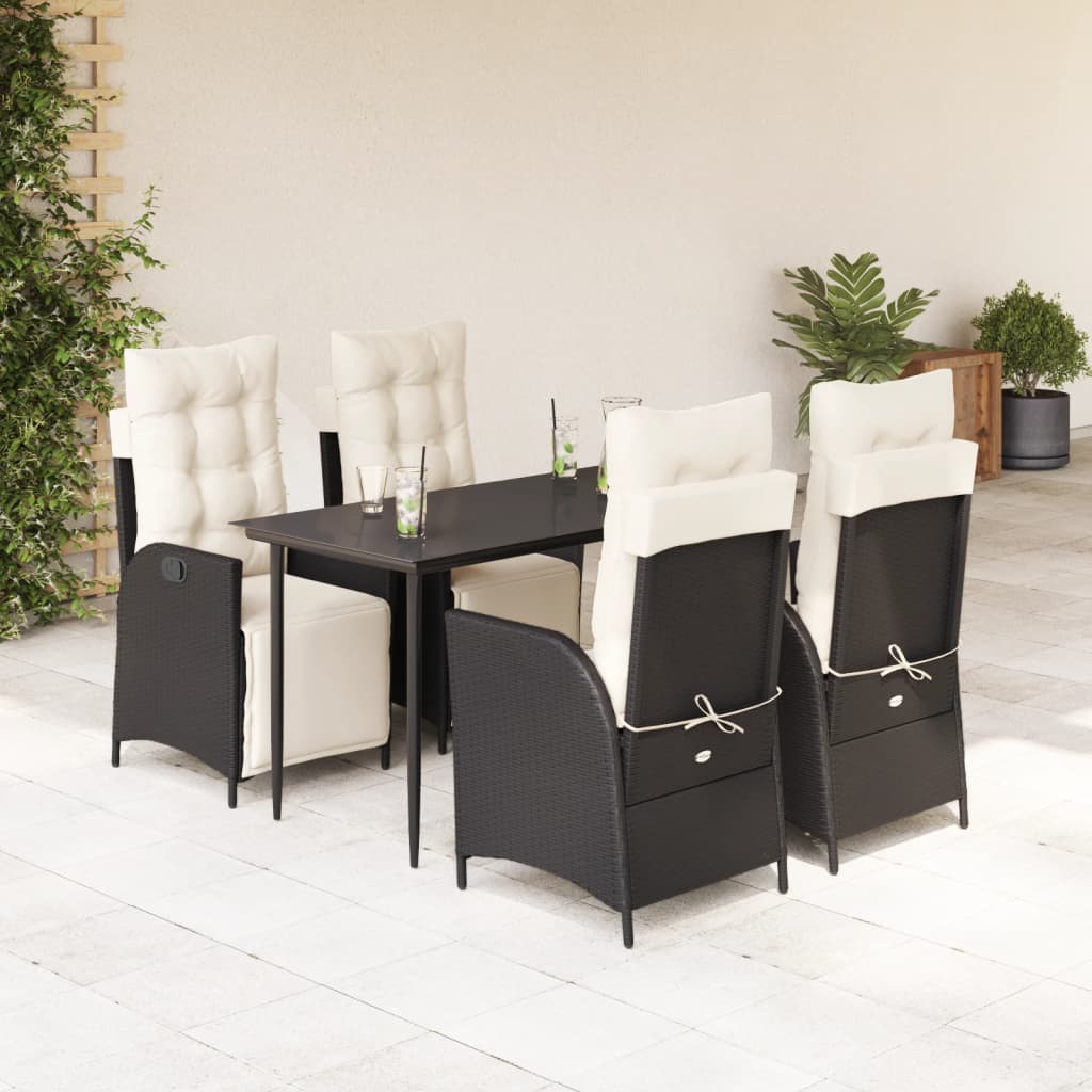 5-delige Tuinset met kussens poly rattan zwart is nu te koop bij PeponiXL, paradijselijk wonen!