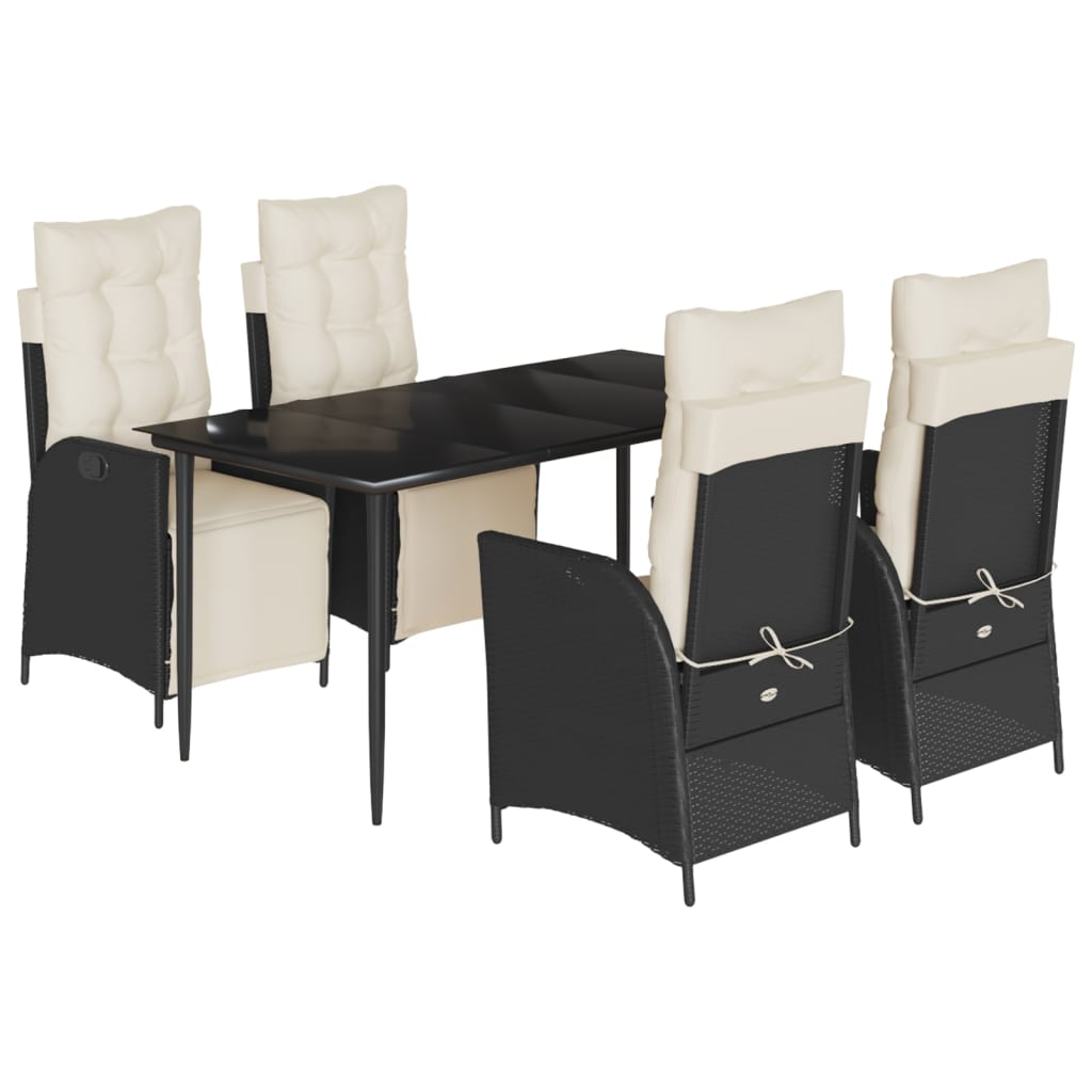 5-delige Tuinset met kussens poly rattan zwart is nu te koop bij PeponiXL, paradijselijk wonen!