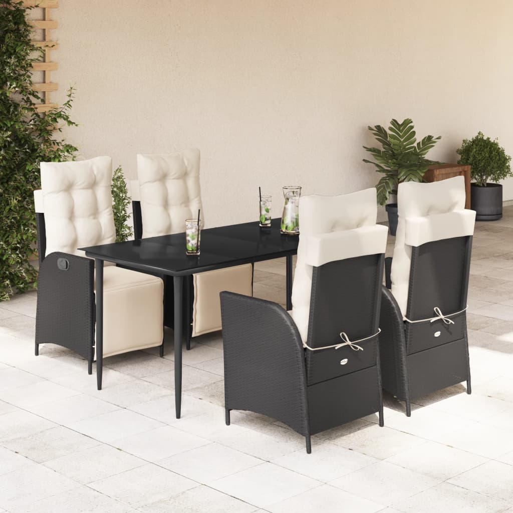5-delige Tuinset met kussens poly rattan zwart is nu te koop bij PeponiXL, paradijselijk wonen!
