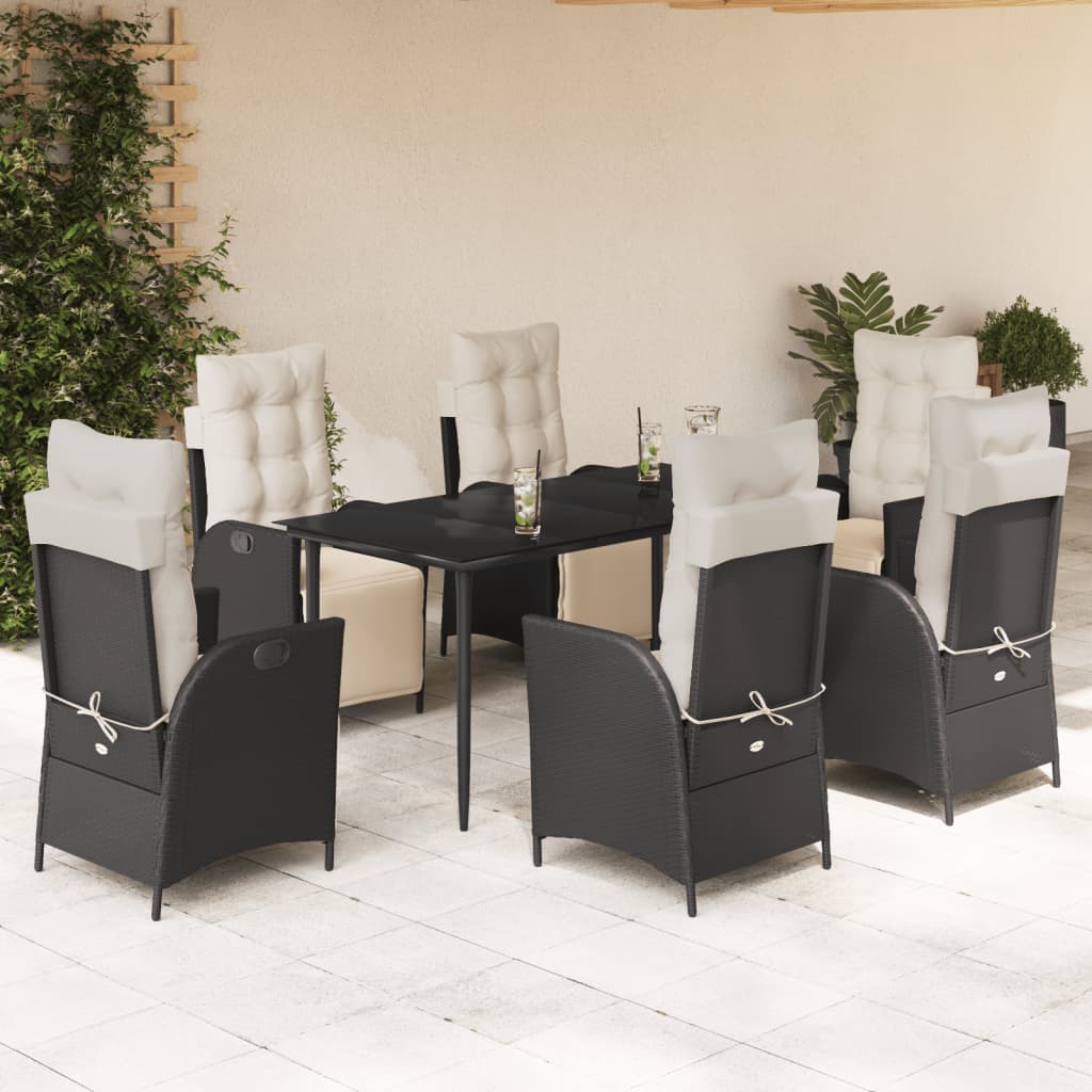 7-delige Tuinset met kussens poly rattan zwart is nu te koop bij PeponiXL, paradijselijk wonen!