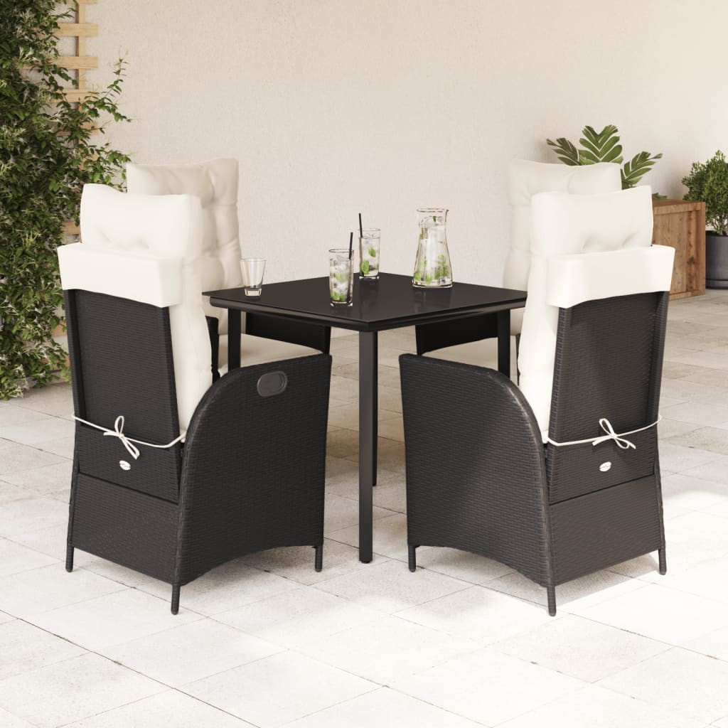 5-delige Tuinset met kussens poly rattan zwart is nu te koop bij PeponiXL, paradijselijk wonen!