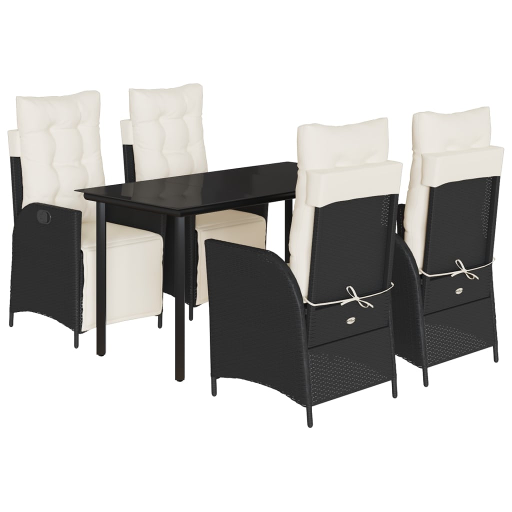 5-delige Tuinset met kussens poly rattan zwart is nu te koop bij PeponiXL, paradijselijk wonen!