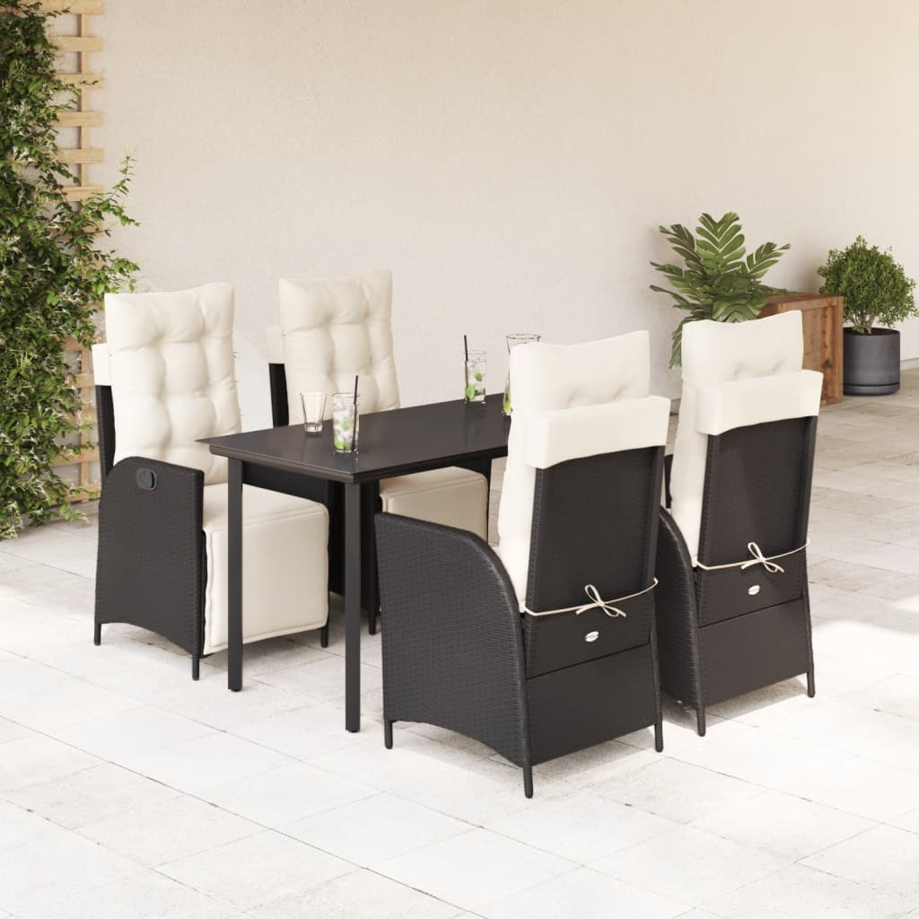 5-delige Tuinset met kussens poly rattan zwart is nu te koop bij PeponiXL, paradijselijk wonen!