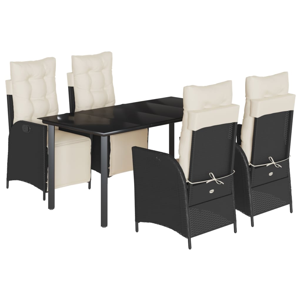 5-delige Tuinset met kussens poly rattan zwart is nu te koop bij PeponiXL, paradijselijk wonen!