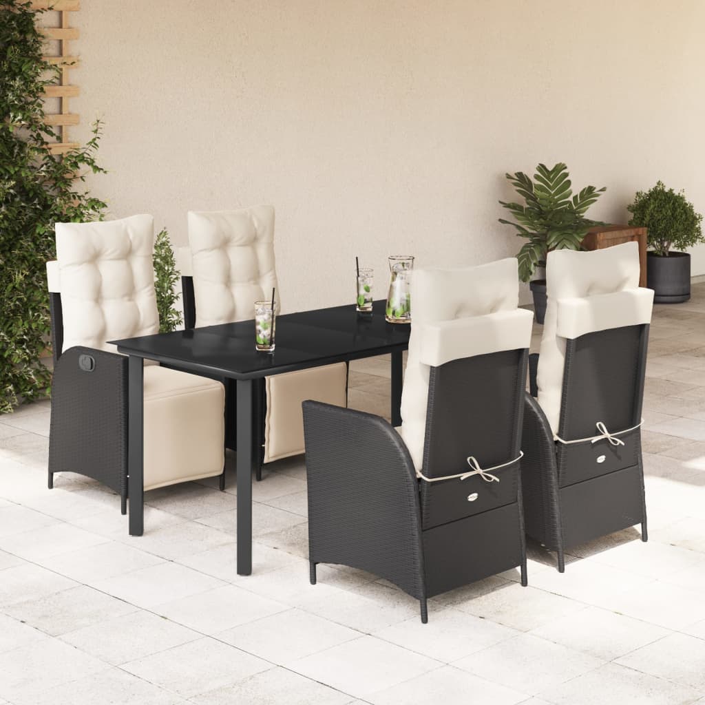 5-delige Tuinset met kussens poly rattan zwart is nu te koop bij PeponiXL, paradijselijk wonen!