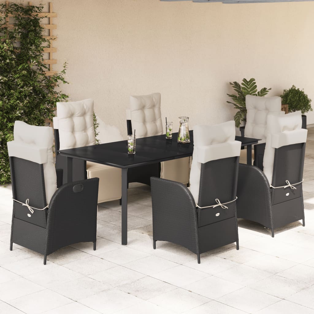 7-delige Tuinset met kussens poly rattan zwart is nu te koop bij PeponiXL, paradijselijk wonen!