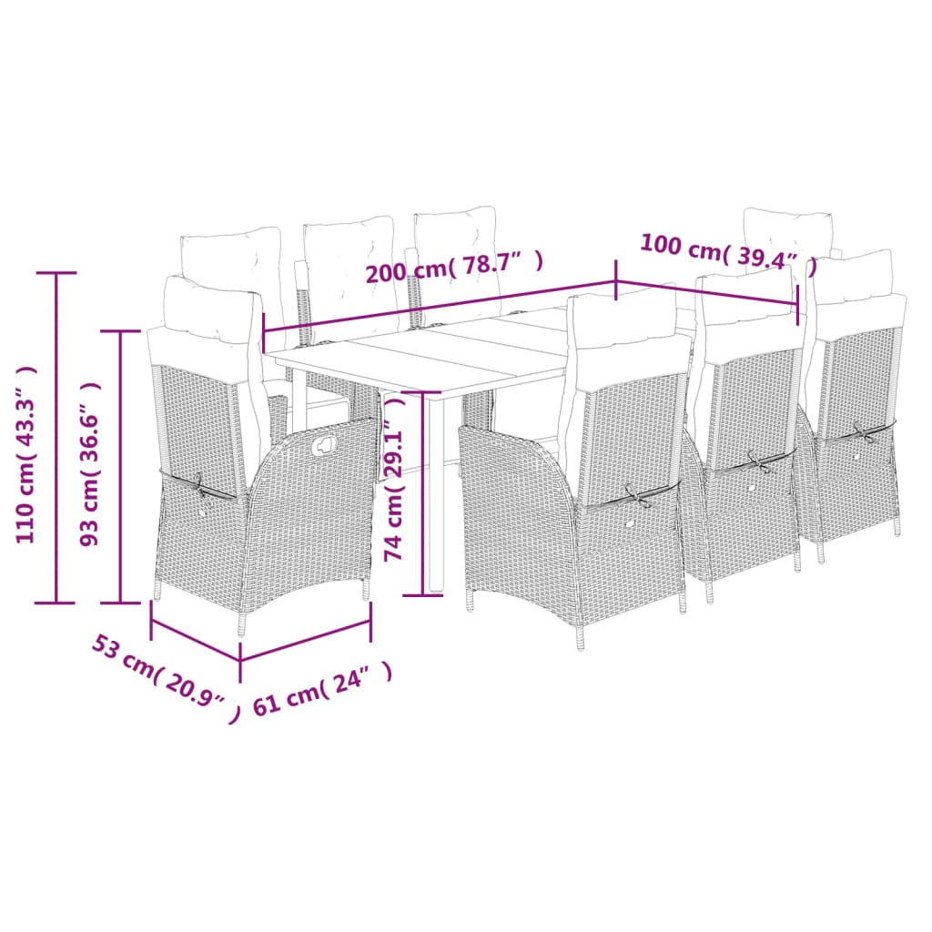 9-delige Tuinset poly rattan zwart is nu te koop bij PeponiXL, paradijselijk wonen!