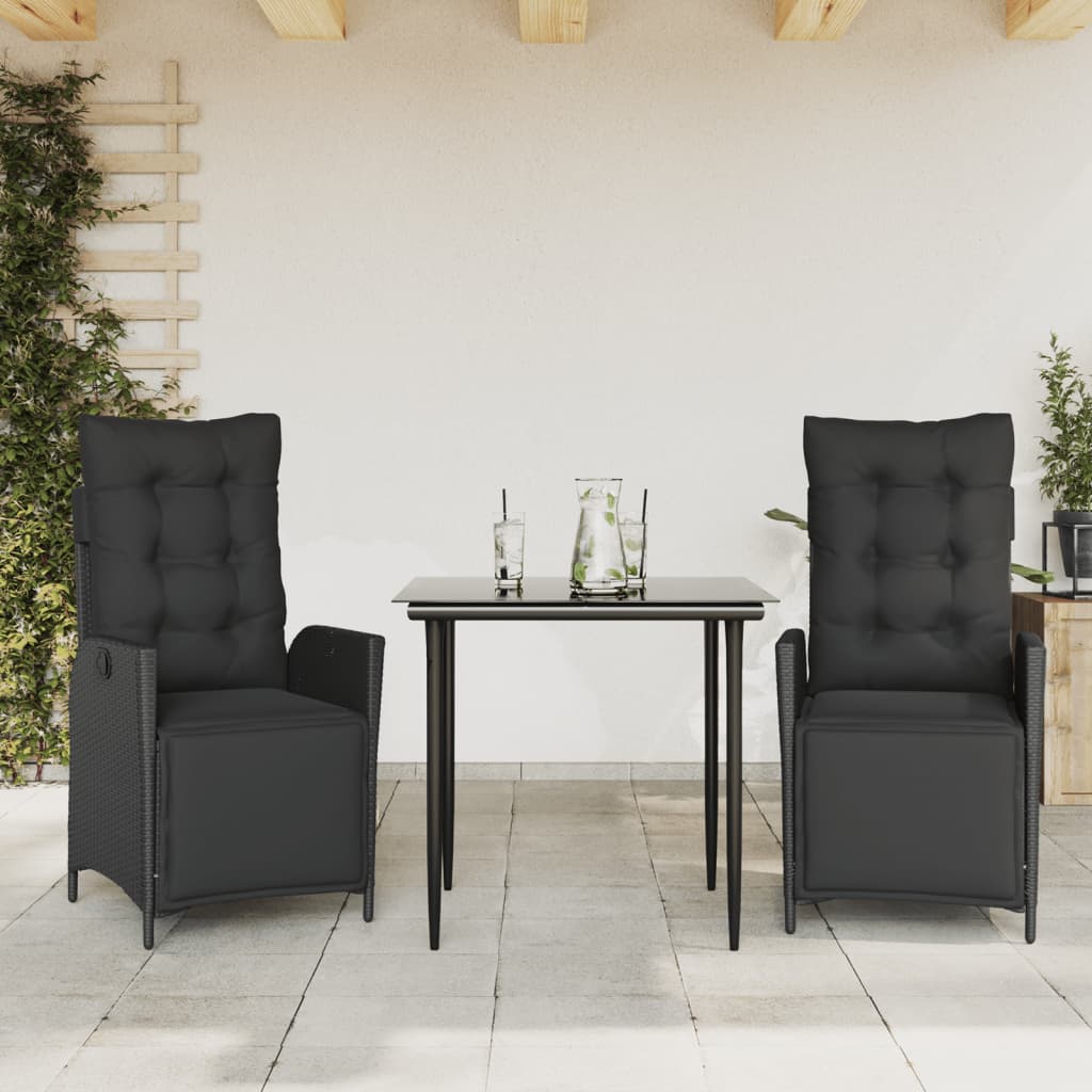 3-delige Tuinset met kussens poly rattan zwart is nu te koop bij PeponiXL, paradijselijk wonen!