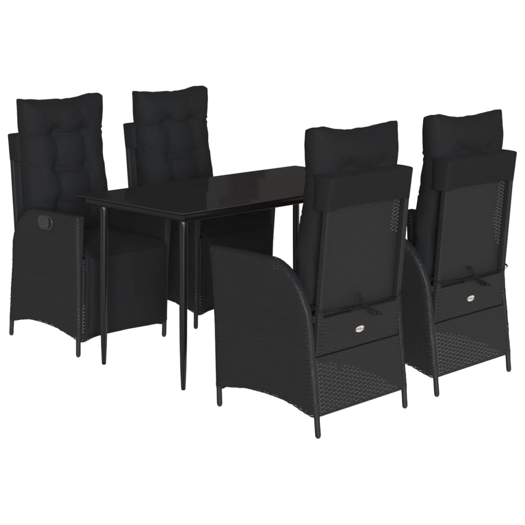 5-delige Tuinset met kussens poly rattan zwart is nu te koop bij PeponiXL, paradijselijk wonen!
