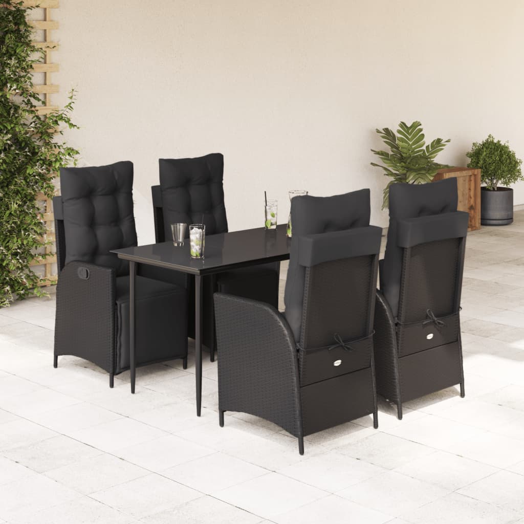 5-delige Tuinset met kussens poly rattan zwart is nu te koop bij PeponiXL, paradijselijk wonen!