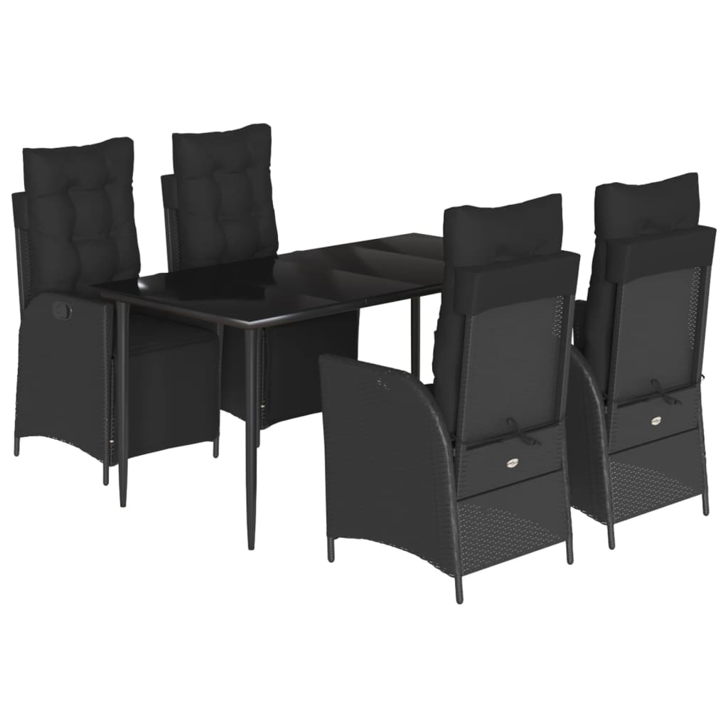 5-delige Tuinset met kussens poly rattan zwart is nu te koop bij PeponiXL, paradijselijk wonen!