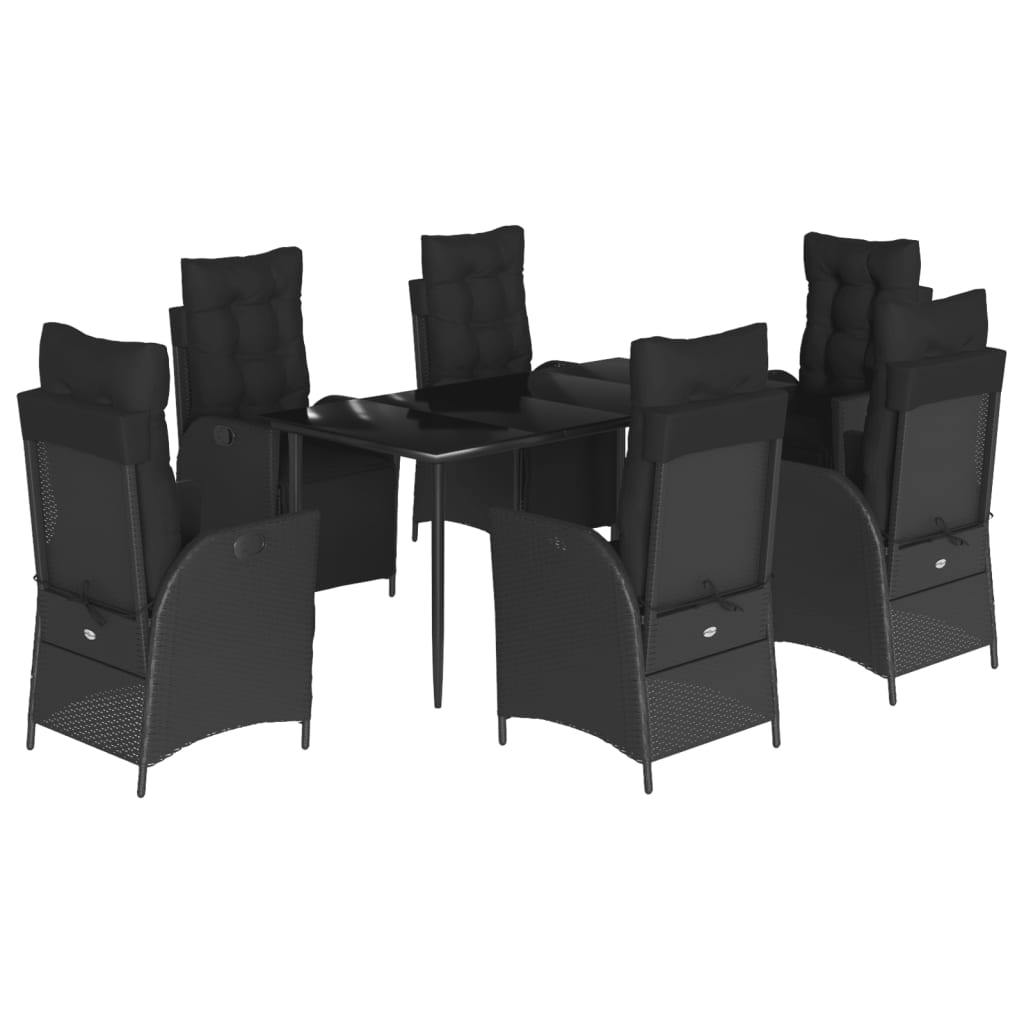 7-delige Tuinset met kussens poly rattan zwart is nu te koop bij PeponiXL, paradijselijk wonen!