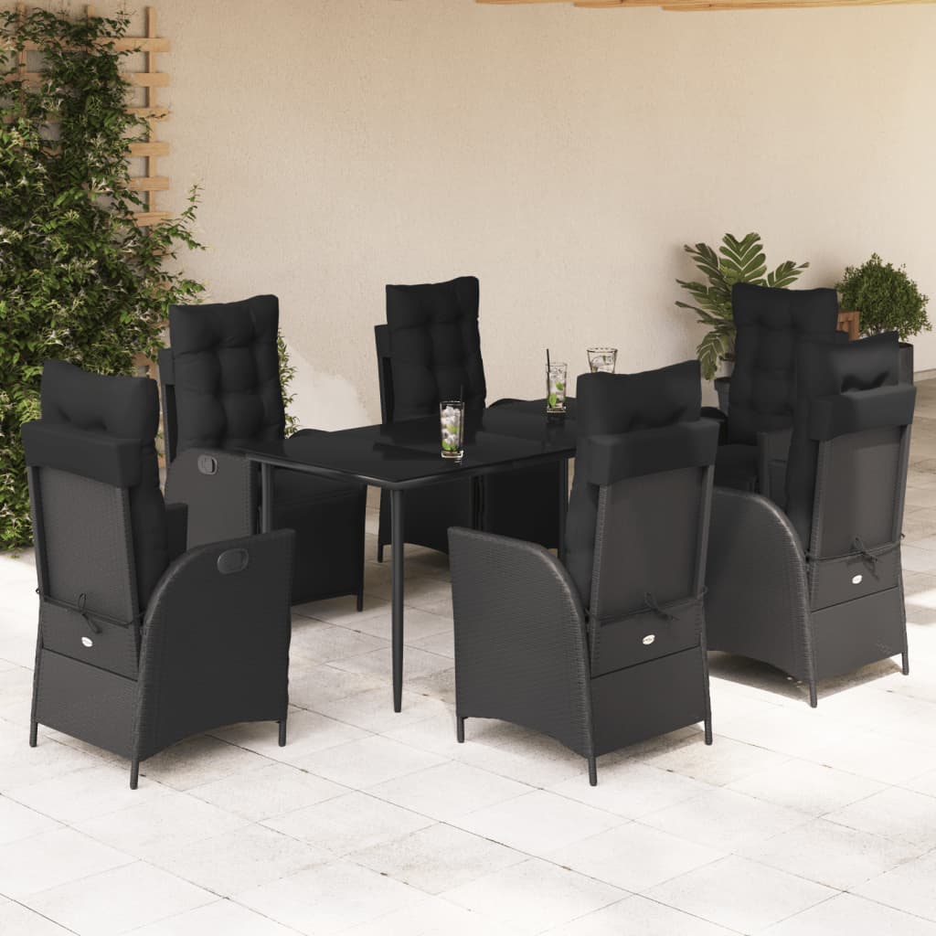 7-delige Tuinset met kussens poly rattan zwart is nu te koop bij PeponiXL, paradijselijk wonen!