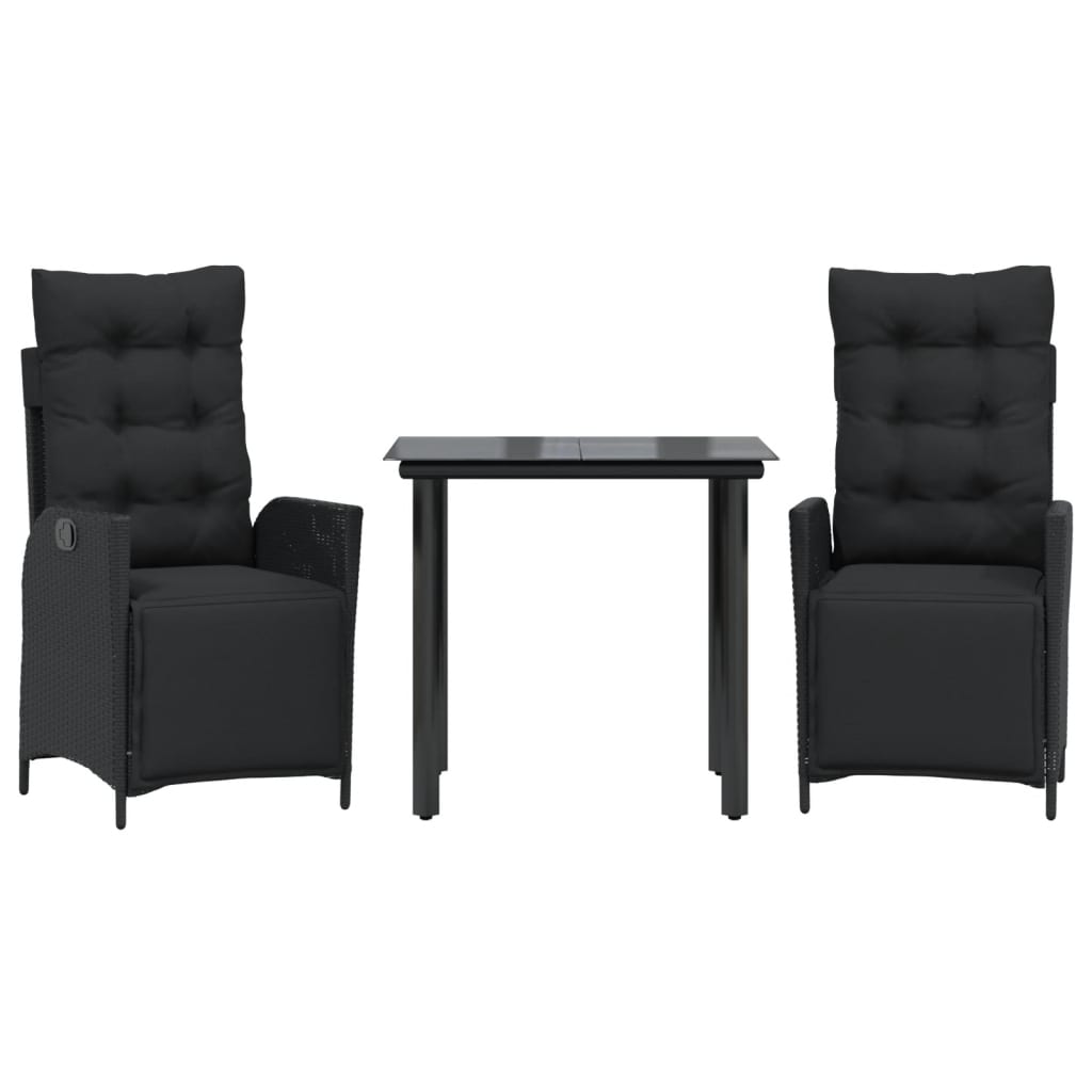3-delige Tuinset met kussens poly rattan zwart is nu te koop bij PeponiXL, paradijselijk wonen!