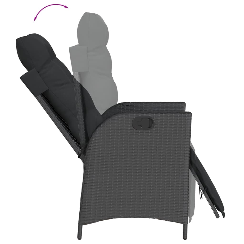 3-delige Tuinset met kussens poly rattan zwart is nu te koop bij PeponiXL, paradijselijk wonen!
