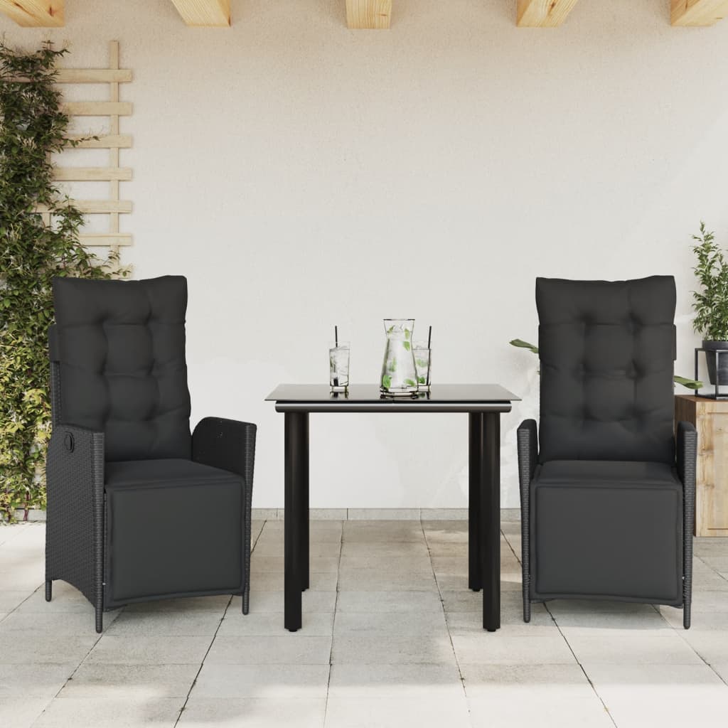 3-delige Tuinset met kussens poly rattan zwart is nu te koop bij PeponiXL, paradijselijk wonen!