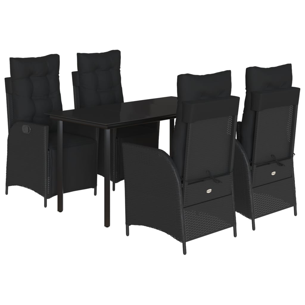 5-delige Tuinset met kussens poly rattan zwart is nu te koop bij PeponiXL, paradijselijk wonen!