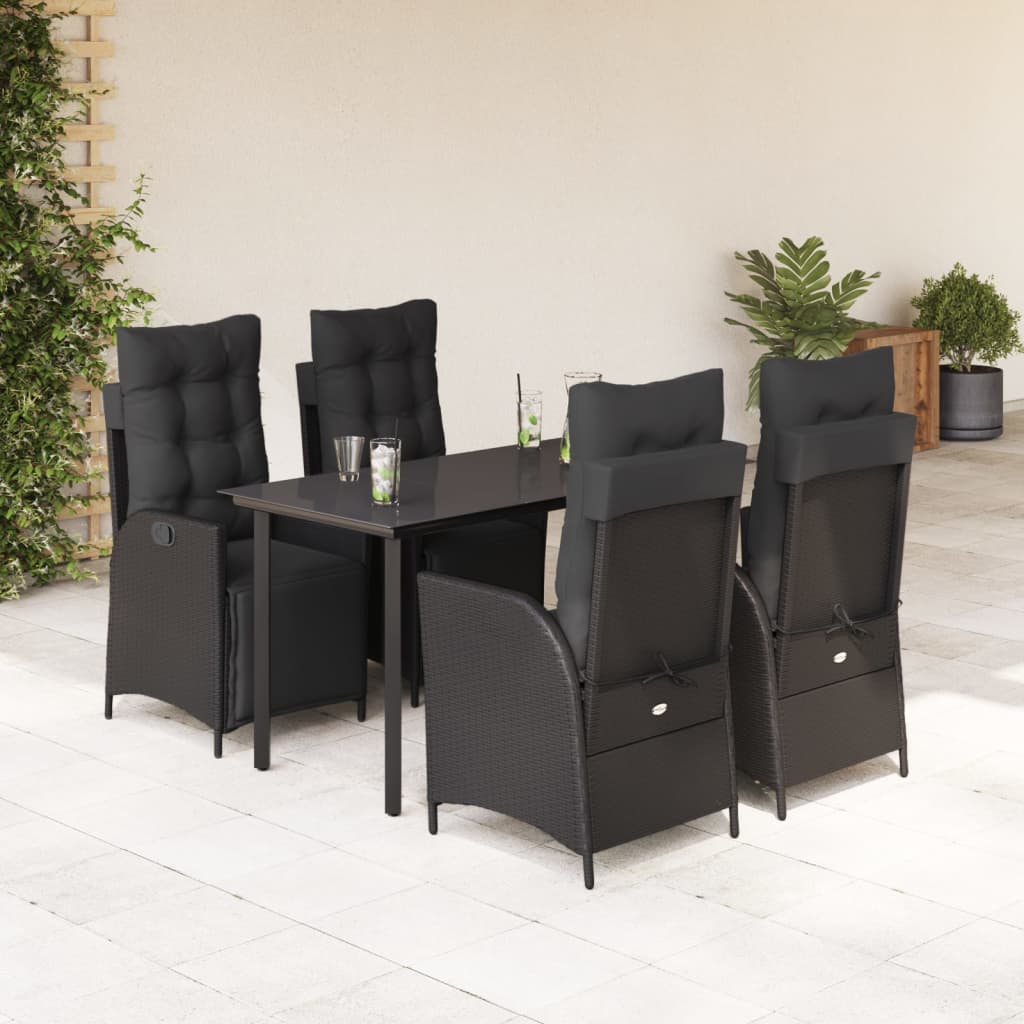 5-delige Tuinset met kussens poly rattan zwart is nu te koop bij PeponiXL, paradijselijk wonen!