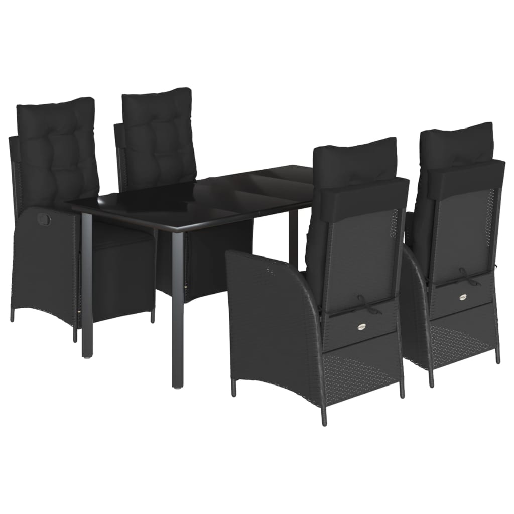5-delige Tuinset met kussens poly rattan zwart is nu te koop bij PeponiXL, paradijselijk wonen!