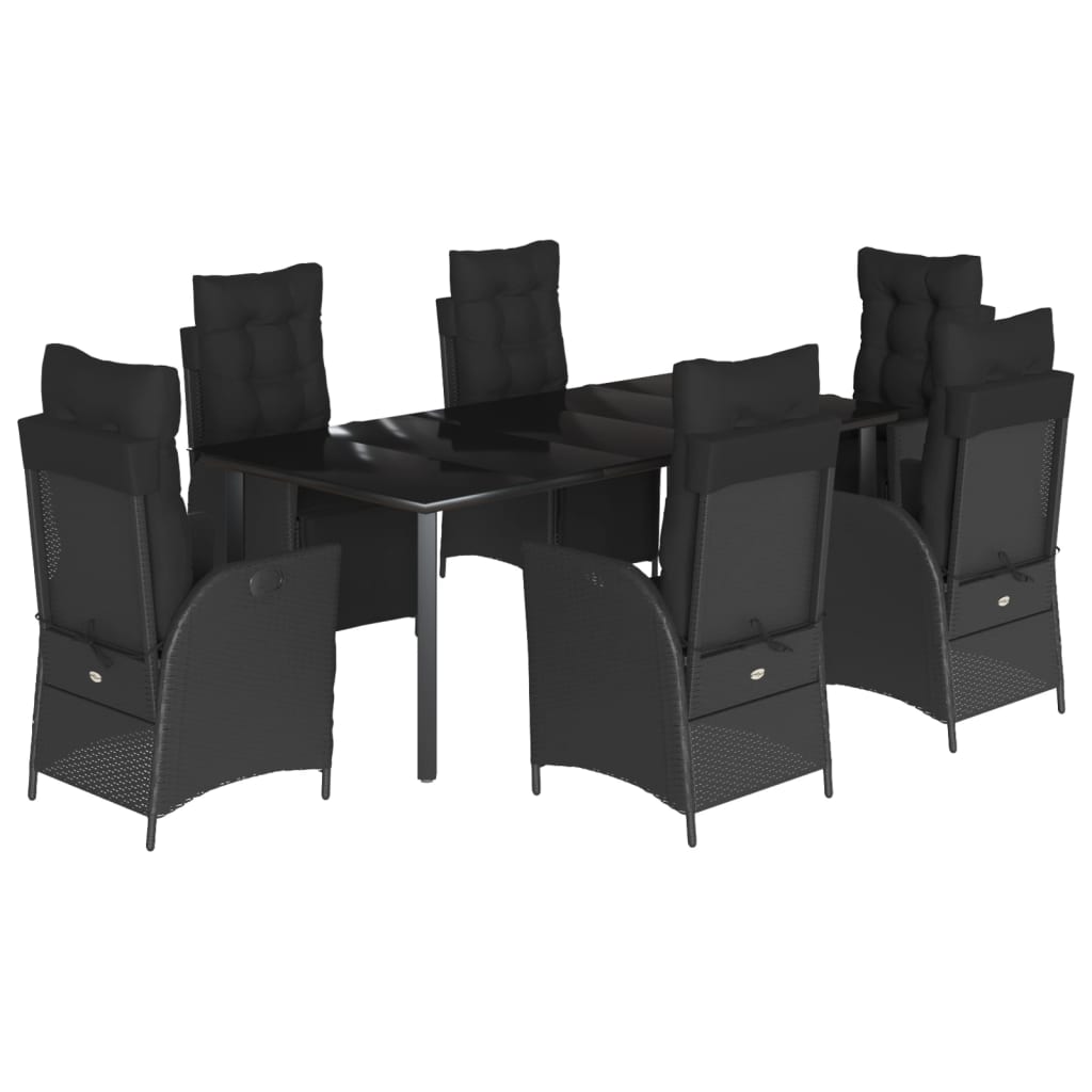 7-delige Tuinset met kussens poly rattan zwart is nu te koop bij PeponiXL, paradijselijk wonen!