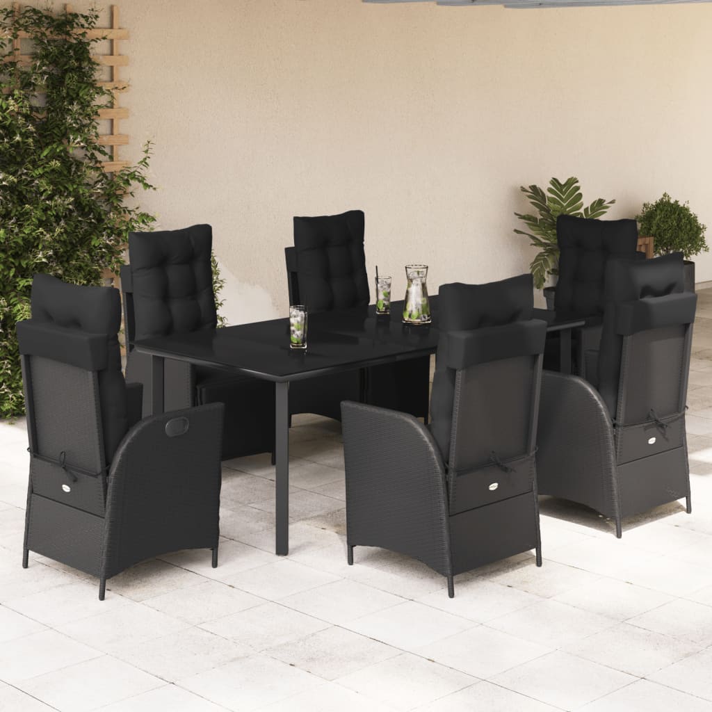 7-delige Tuinset met kussens poly rattan zwart is nu te koop bij PeponiXL, paradijselijk wonen!