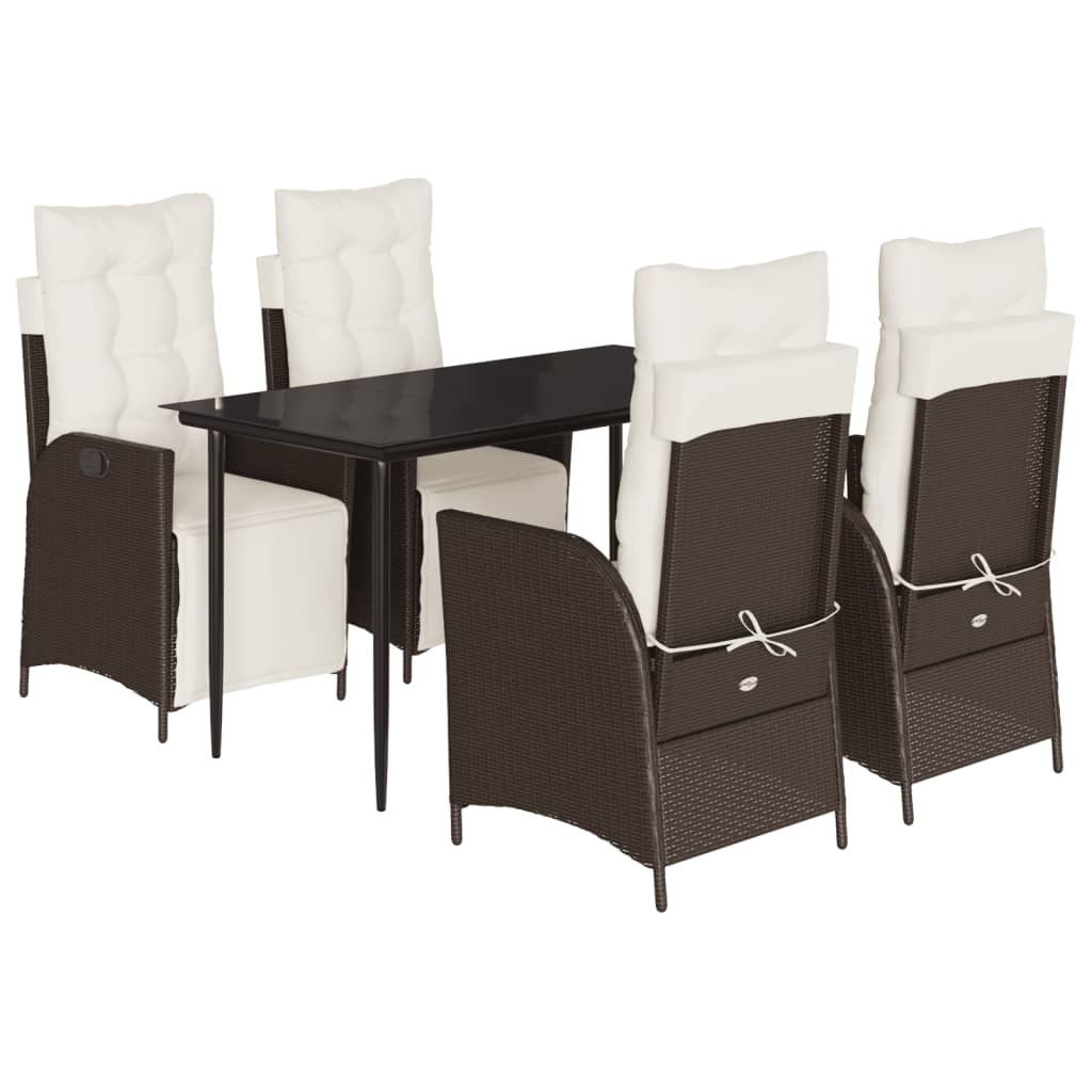 5-delige Tuinset met kussens poly rattan bruin is nu te koop bij PeponiXL, paradijselijk wonen!