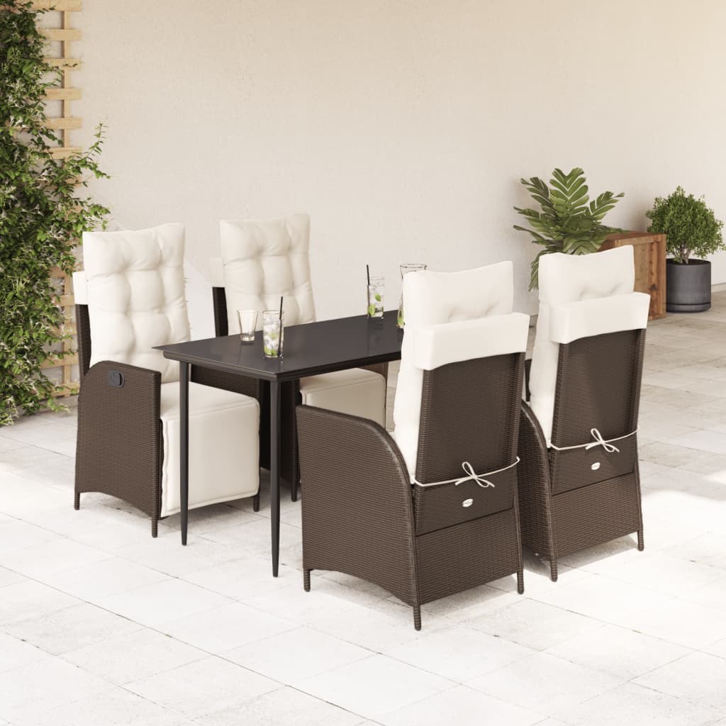 5-delige Tuinset met kussens poly rattan bruin is nu te koop bij PeponiXL, paradijselijk wonen!