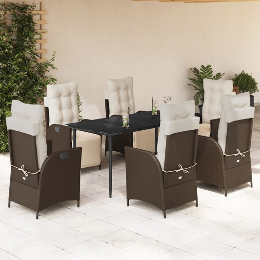 7-delige Tuinset met kussens poly rattan bruin is nu te koop bij PeponiXL, paradijselijk wonen!