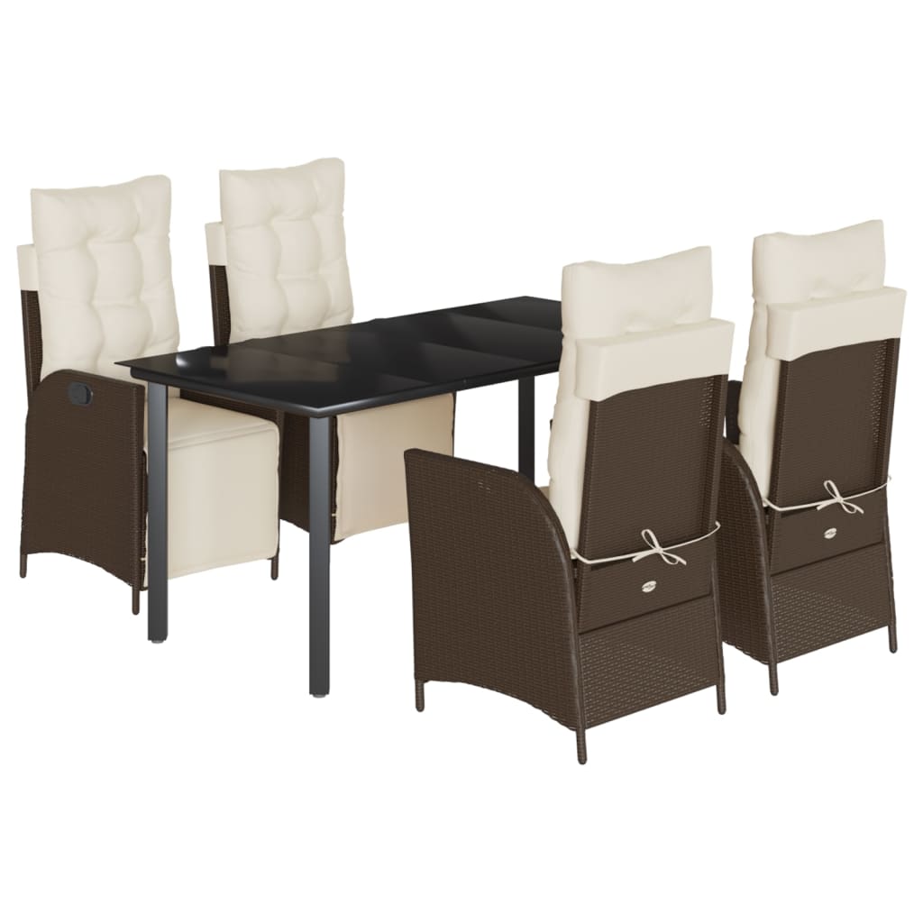 5-delige Tuinset met kussens poly rattan bruin is nu te koop bij PeponiXL, paradijselijk wonen!