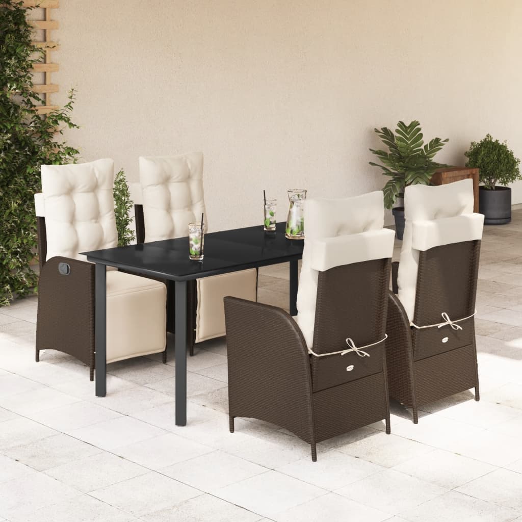 5-delige Tuinset met kussens poly rattan bruin is nu te koop bij PeponiXL, paradijselijk wonen!