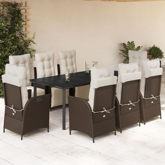 9-delige Tuinset met kussens poly rattan bruin is nu te koop bij PeponiXL, paradijselijk wonen!