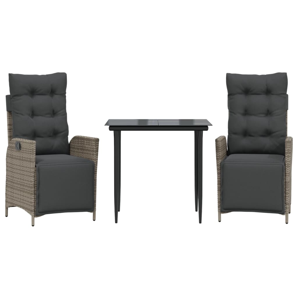 3-delige Tuinset met kussens poly rattan grijs is nu te koop bij PeponiXL, paradijselijk wonen!