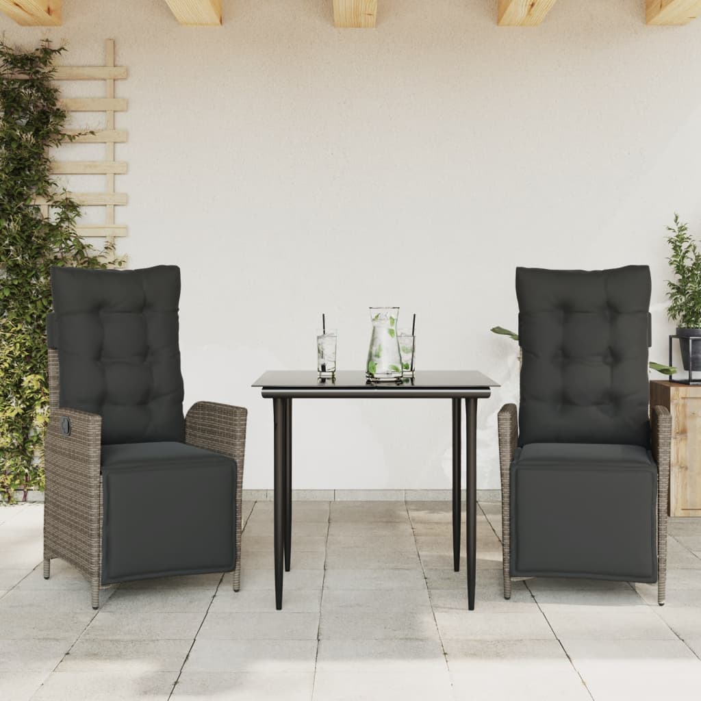 3-delige Tuinset met kussens poly rattan grijs is nu te koop bij PeponiXL, paradijselijk wonen!