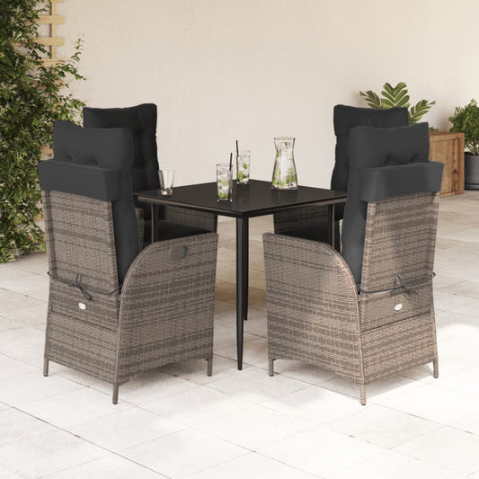 5-delige Tuinset met kussens poly rattan grijs is nu te koop bij PeponiXL, paradijselijk wonen!