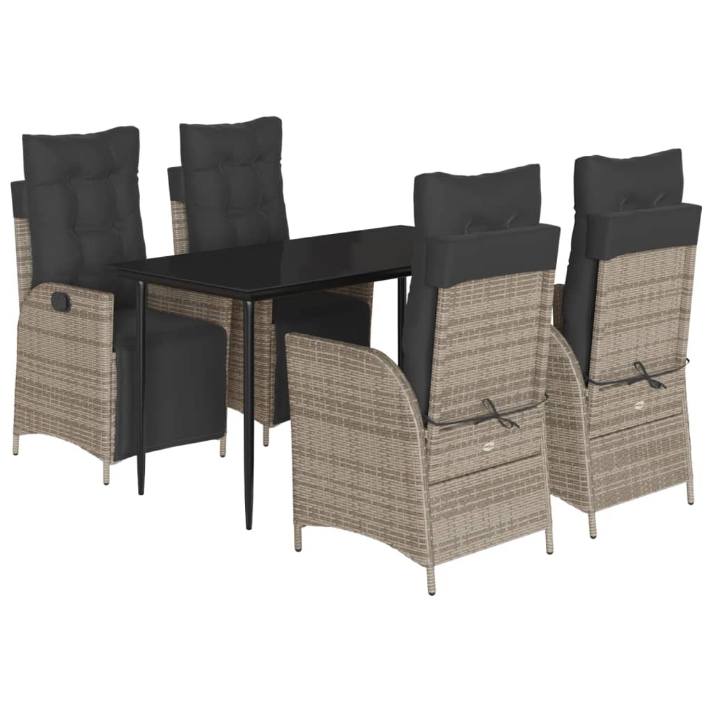 5-delige Tuinset met kussens poly rattan grijs is nu te koop bij PeponiXL, paradijselijk wonen!
